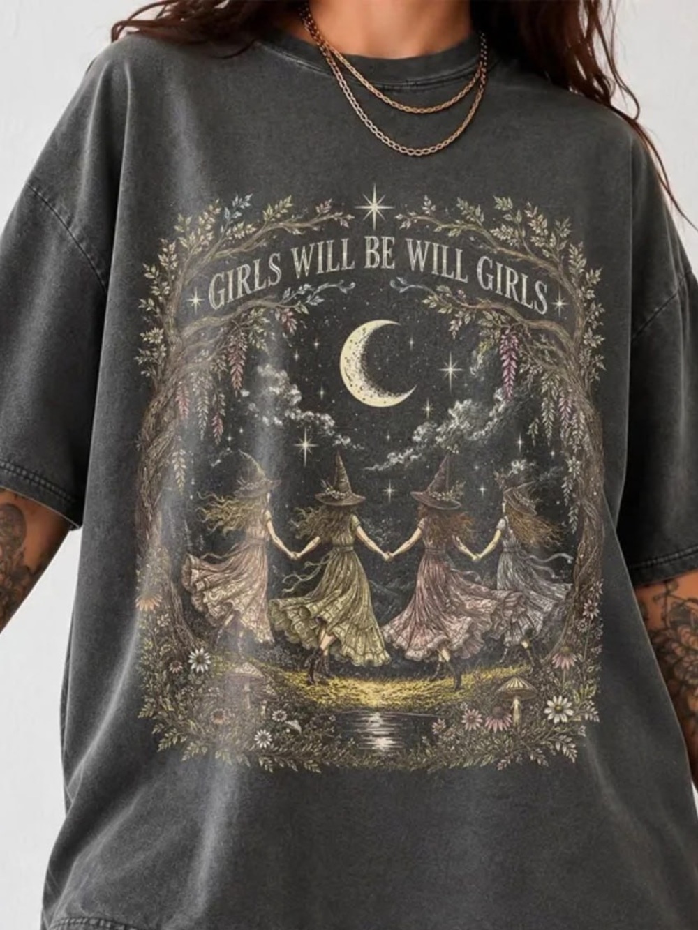 Comfort Colors 'Girls Will Be Girls' Witch Dancing Graphic Tee